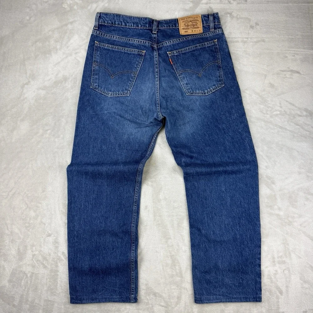 Vintage 1998 Levi's 607 Orange‎ Tab Jeans Mens 34x29 Japan Market Straight Leg